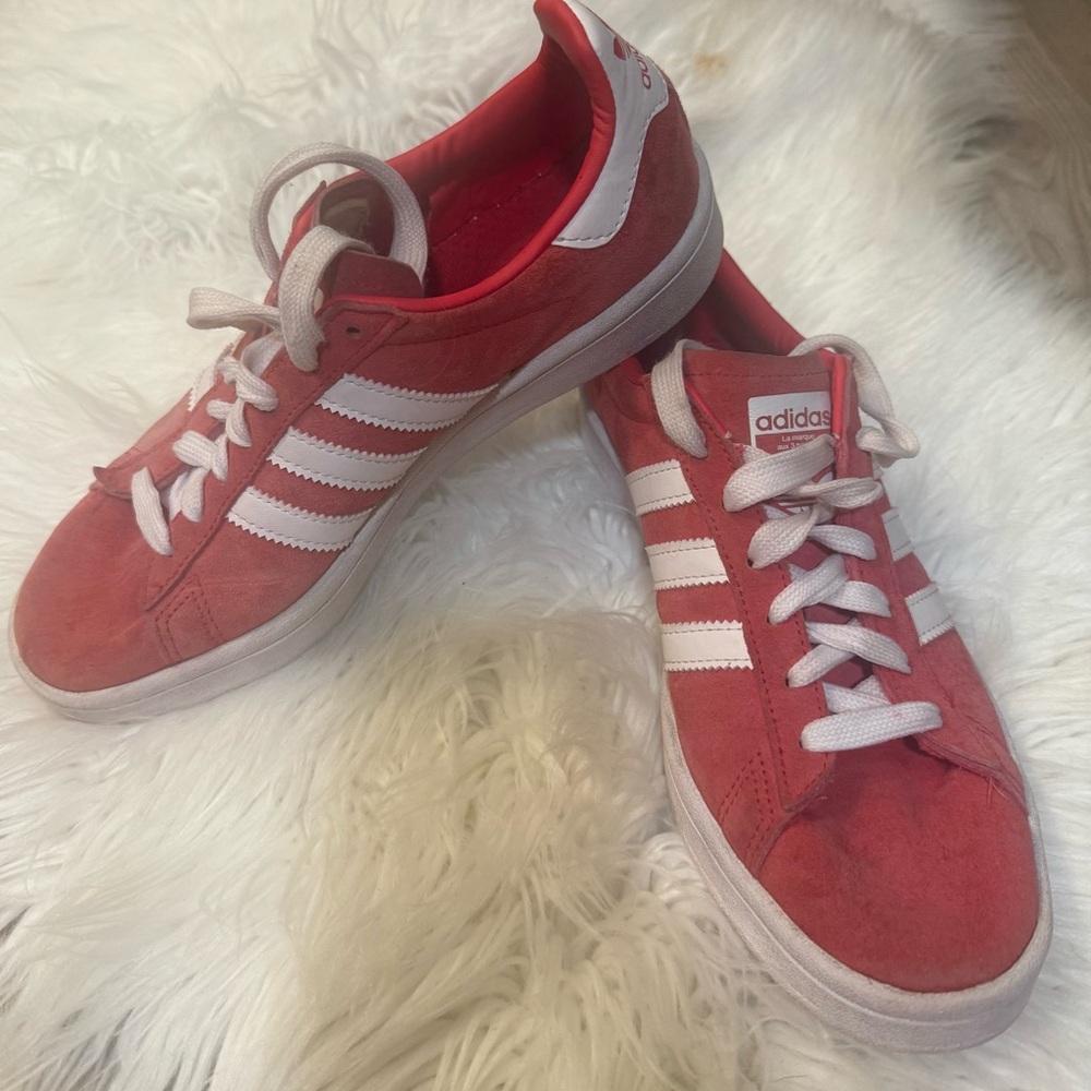 Adidas Scarlet and White Classic Sneakers